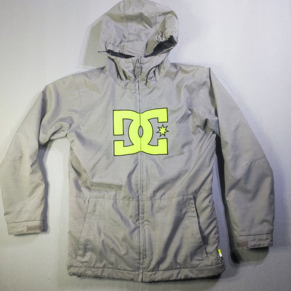 DC 10K waterproof jacket ski/snowboard youth size L grey with graphic design
